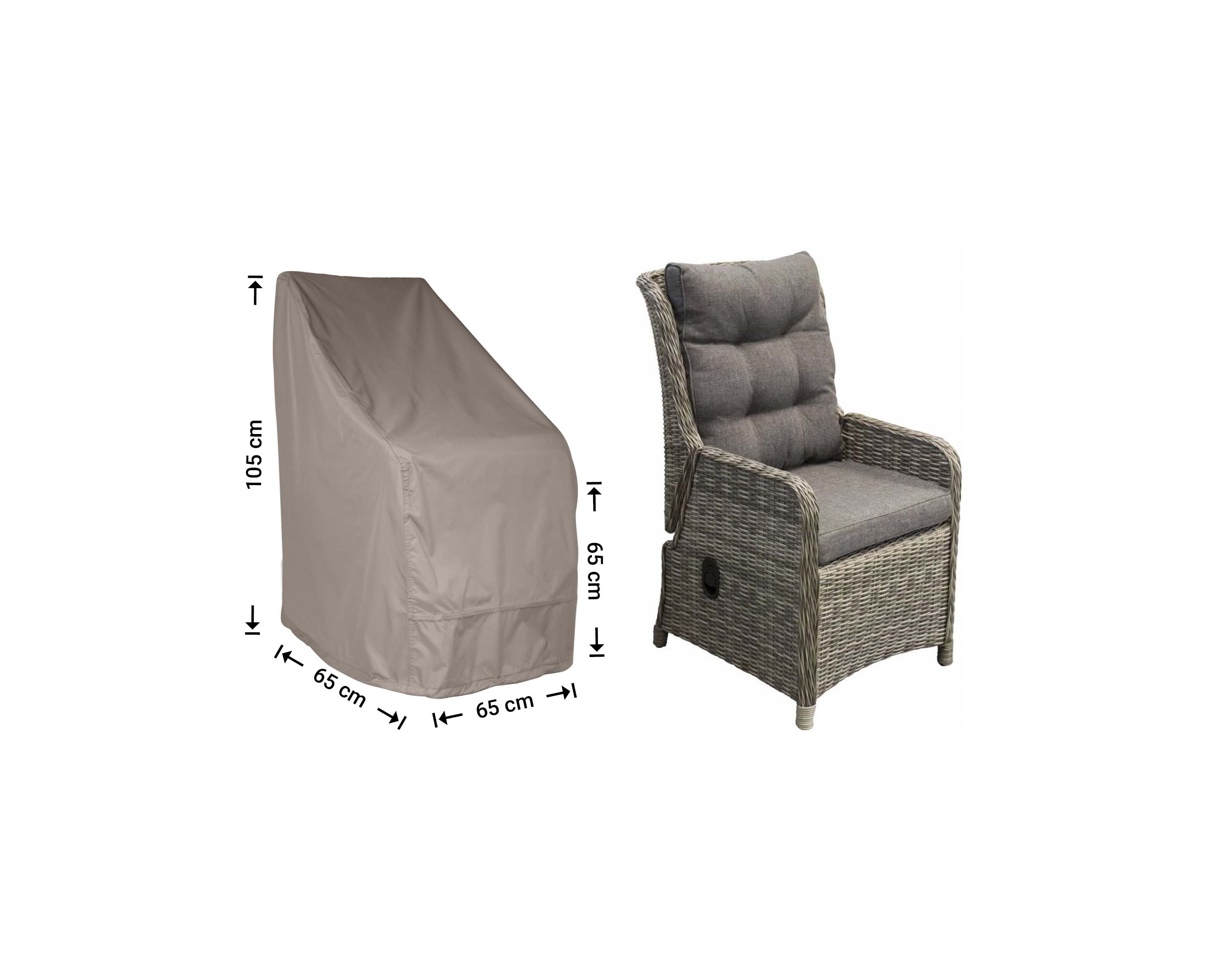 Cover for lounge chair 65 x 65 H: 105 / 65 cm, adjustable Cover for lounge chair 65 x 65 H: 105 / 65 cm, adjustable